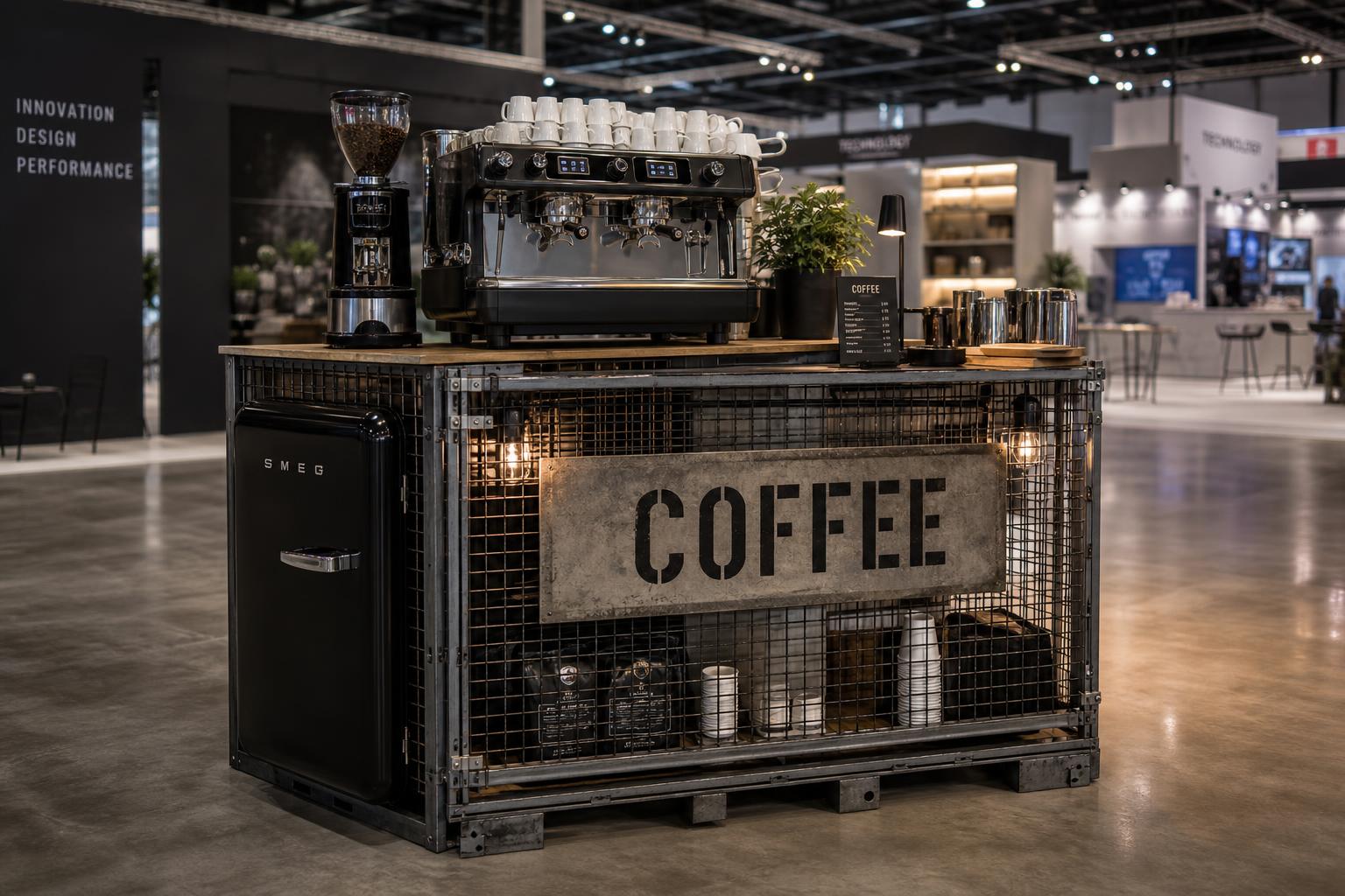 Professionelle italienische Espressomaschine in industrieller Umgebung